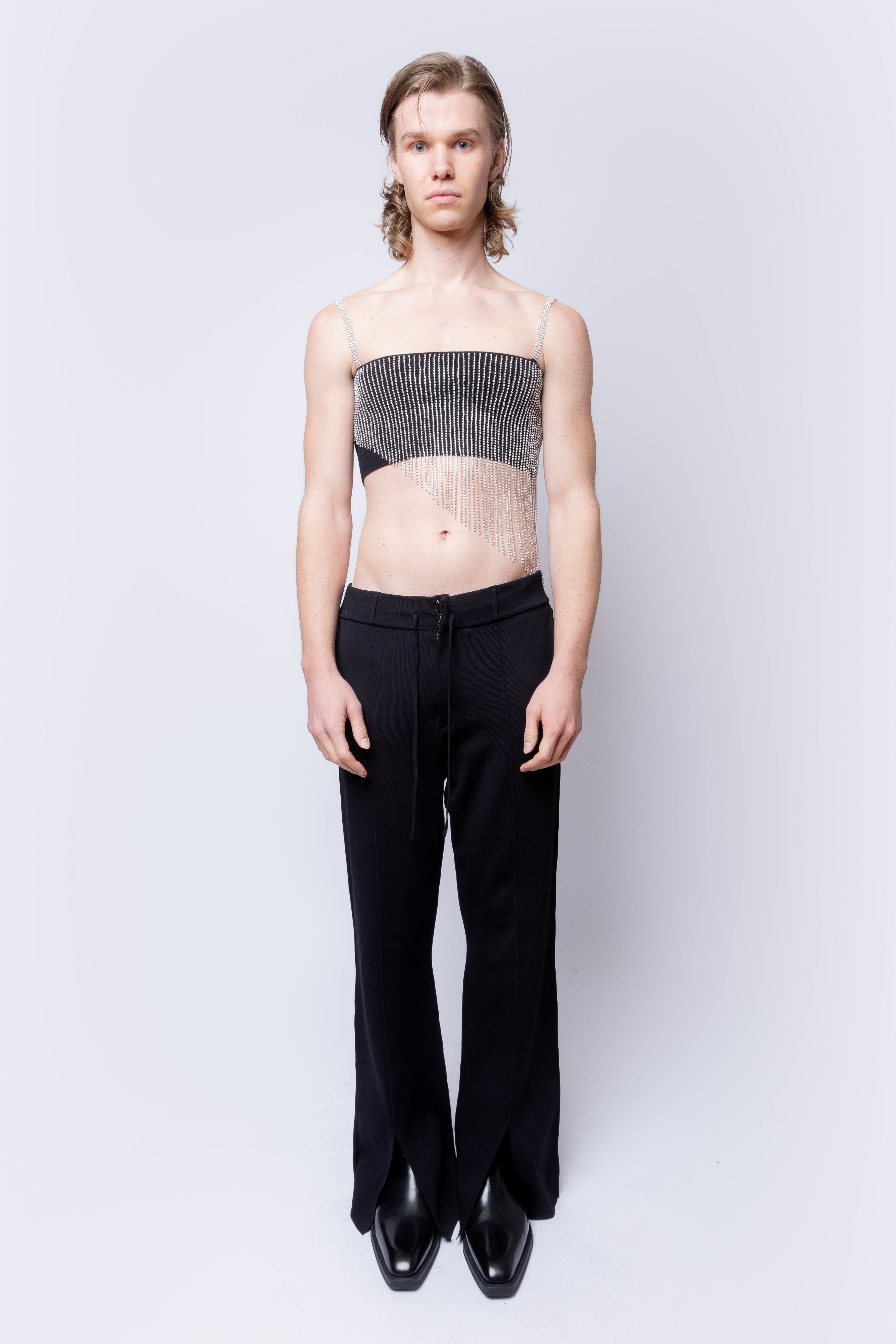 Asymmetrical Rhinestone Crop Top – VISORE X