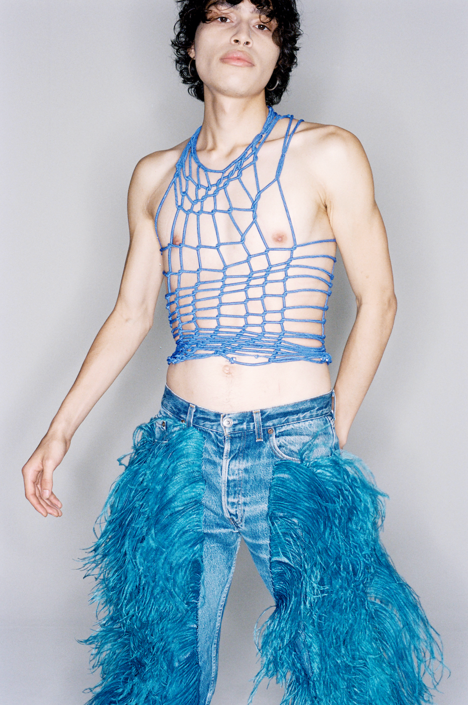 JEANNE FRIOT Clothing JEAN BLEU À PLUMES 