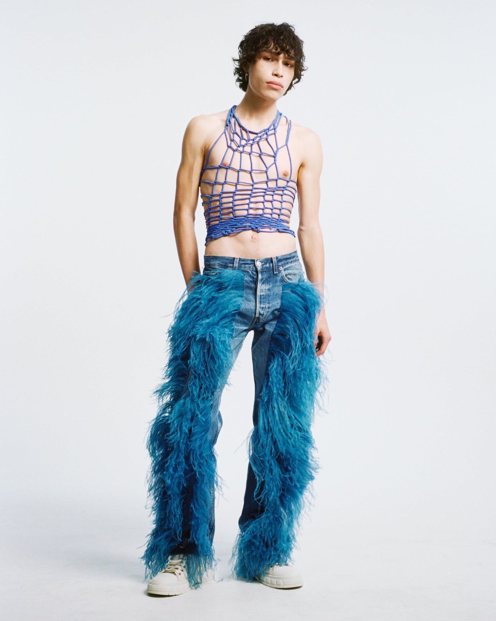 JEANNE FRIOT Clothing JEAN BLEU À PLUMES 