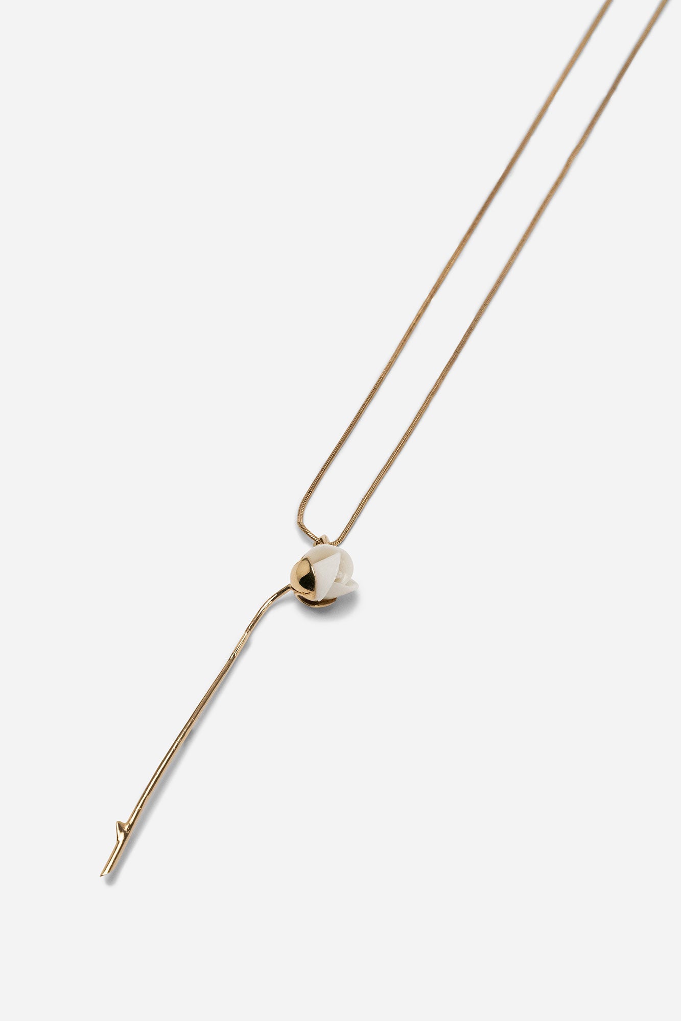 Andresgallardo Accessories ROSEBUD STEM NECKLACE GOLD & WHITE 