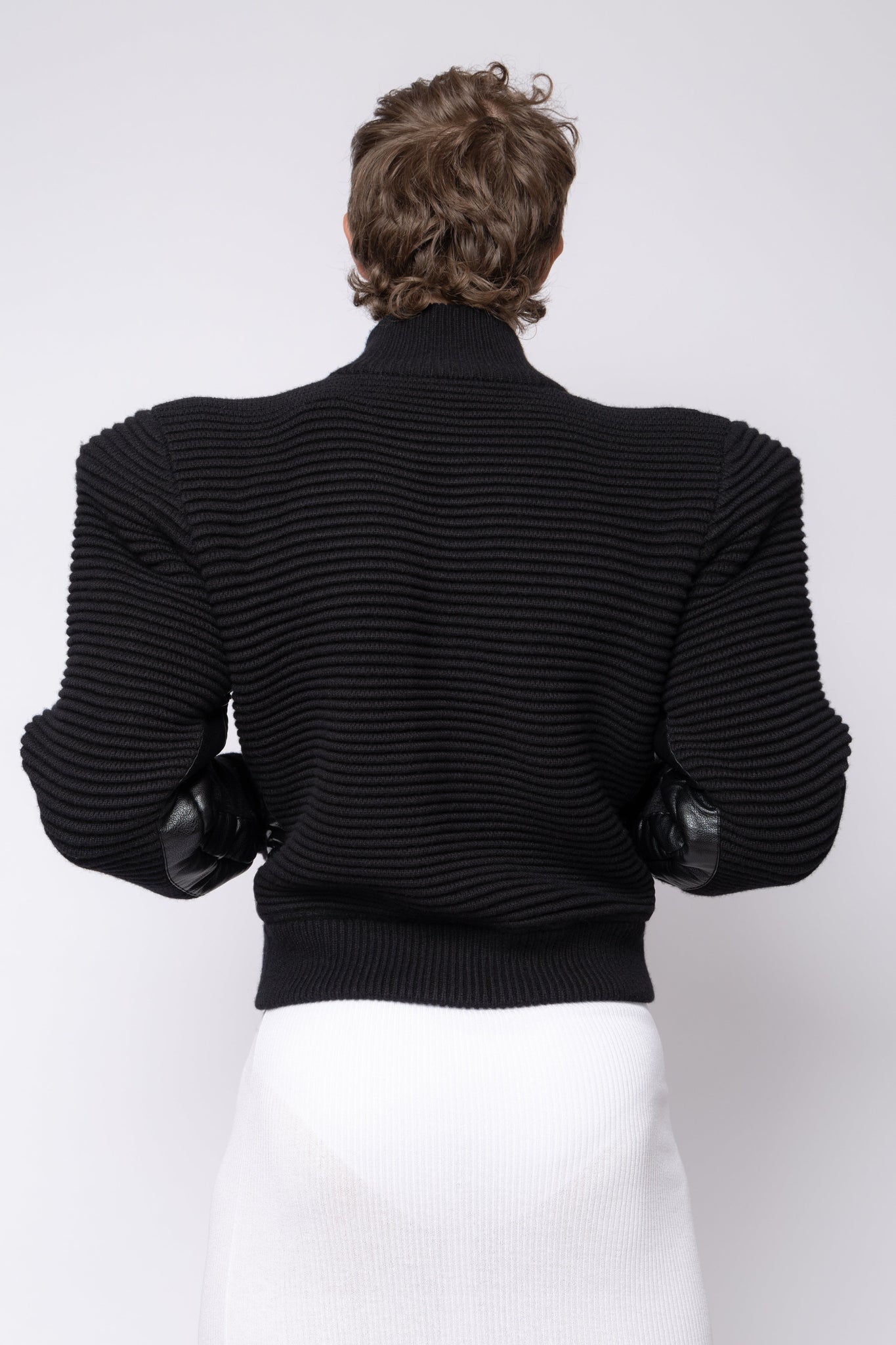 Power Shoulder Knitted Bomber