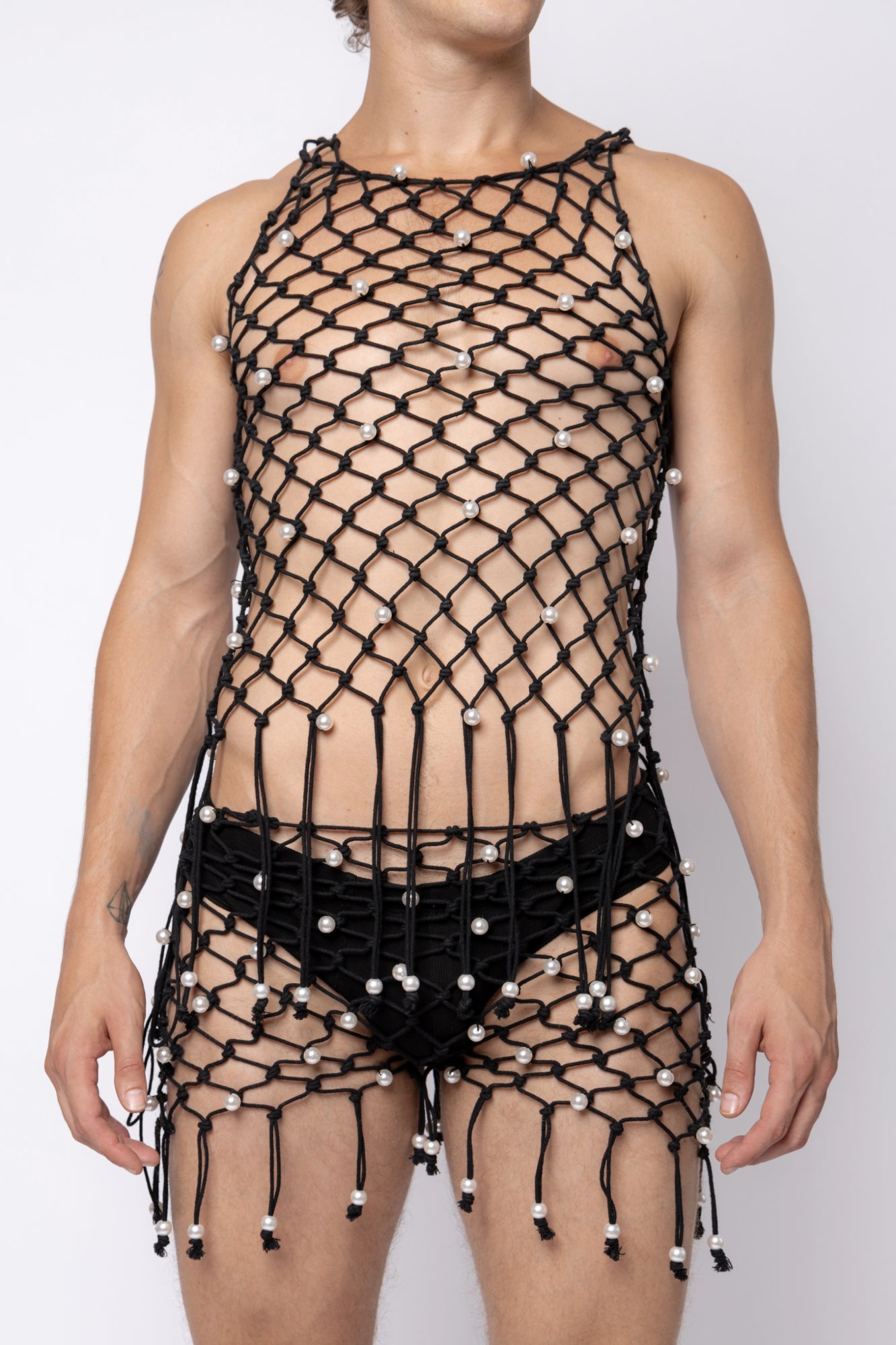 Pearl Macrame Square Neck Top