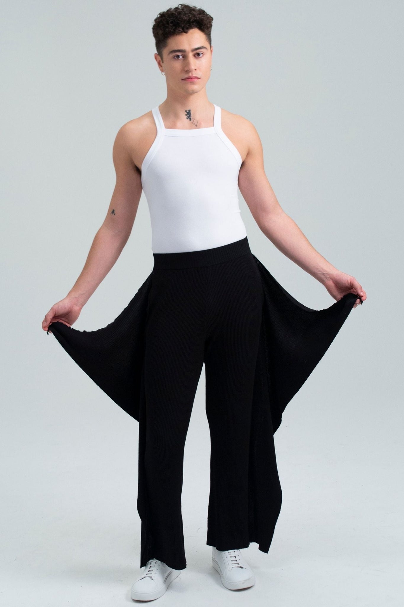 Knitted Flared Pants with Side Panels