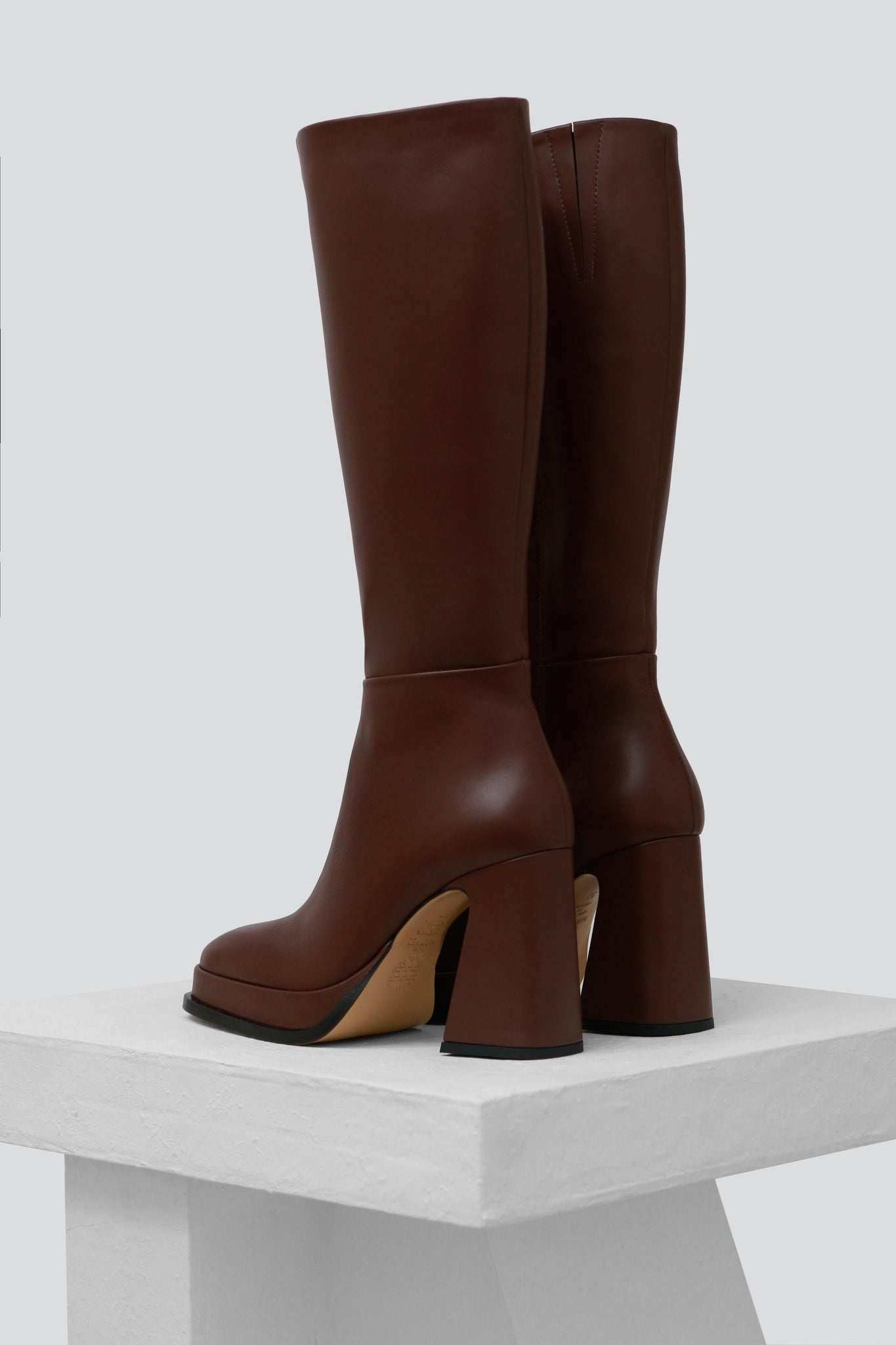 Souliers Martinez Shoes BEGONIA - Deep Chocolate Leather Platform Boots 