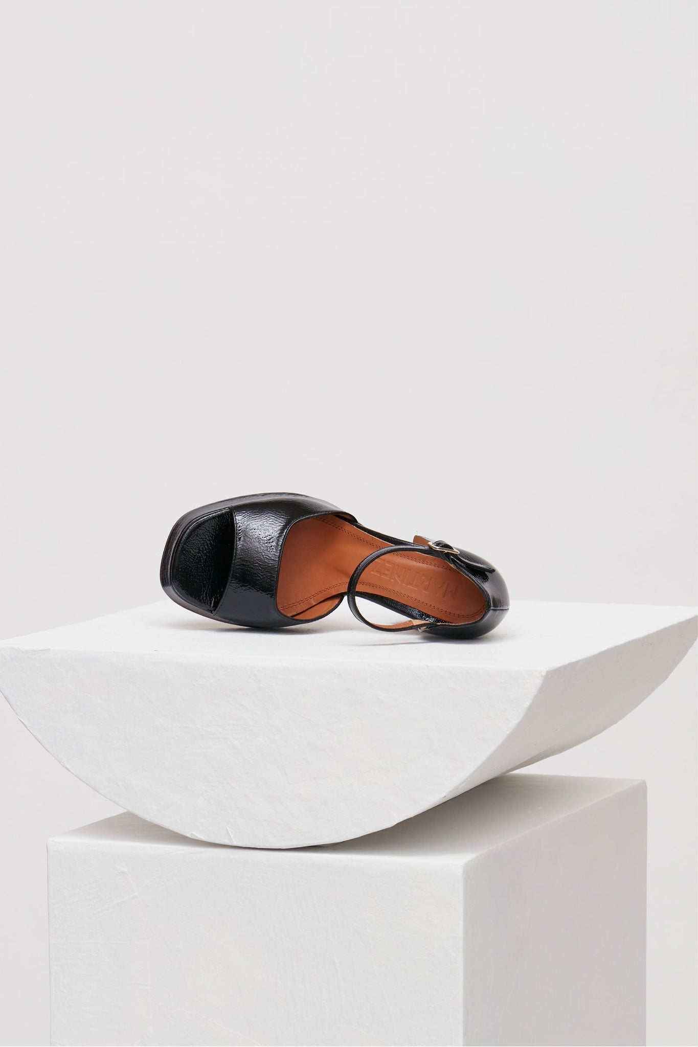 Souliers Martinez Shoes MARFA - Black Patent Leather Platform Sandals 