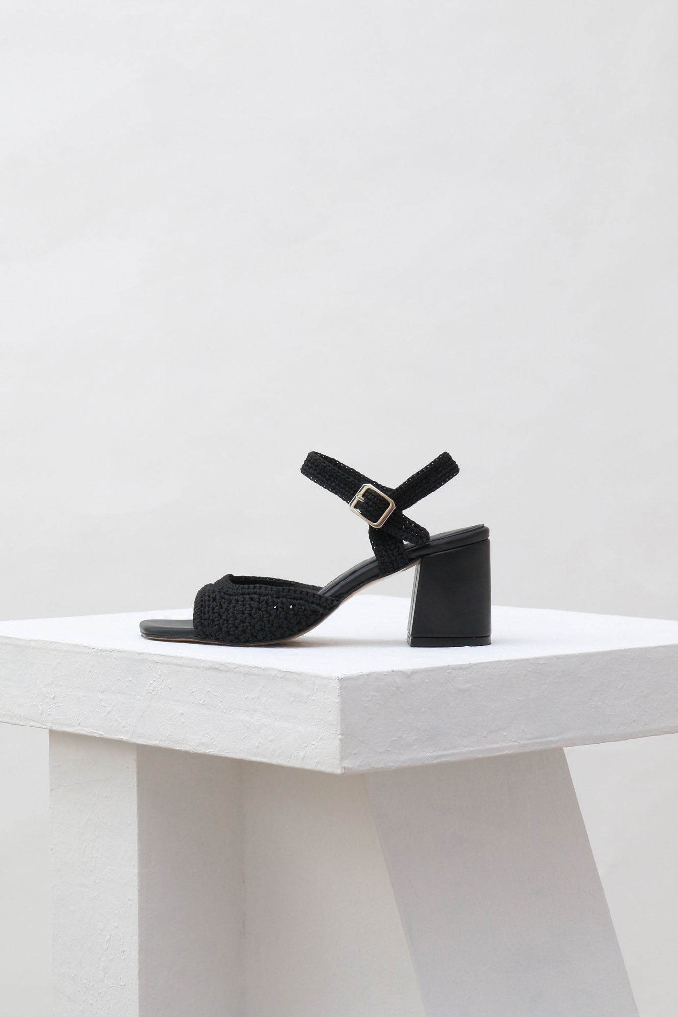 Souliers Martinez Shoes SICILIA - Black Woven Textile Sandals 
