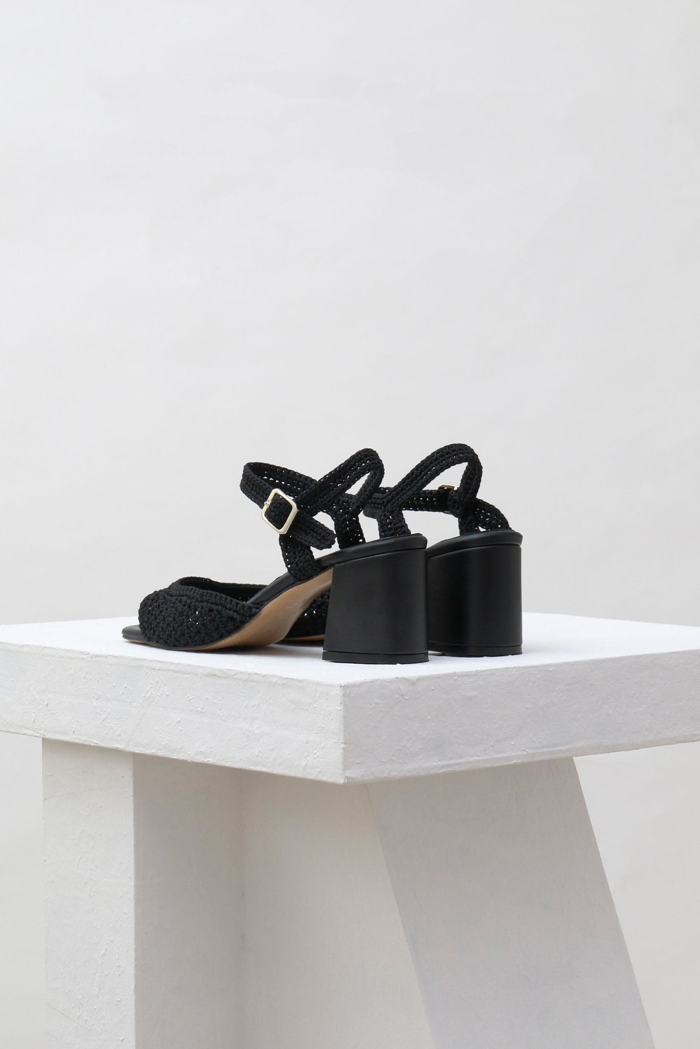 Souliers Martinez Shoes SICILIA - Black Woven Textile Sandals 