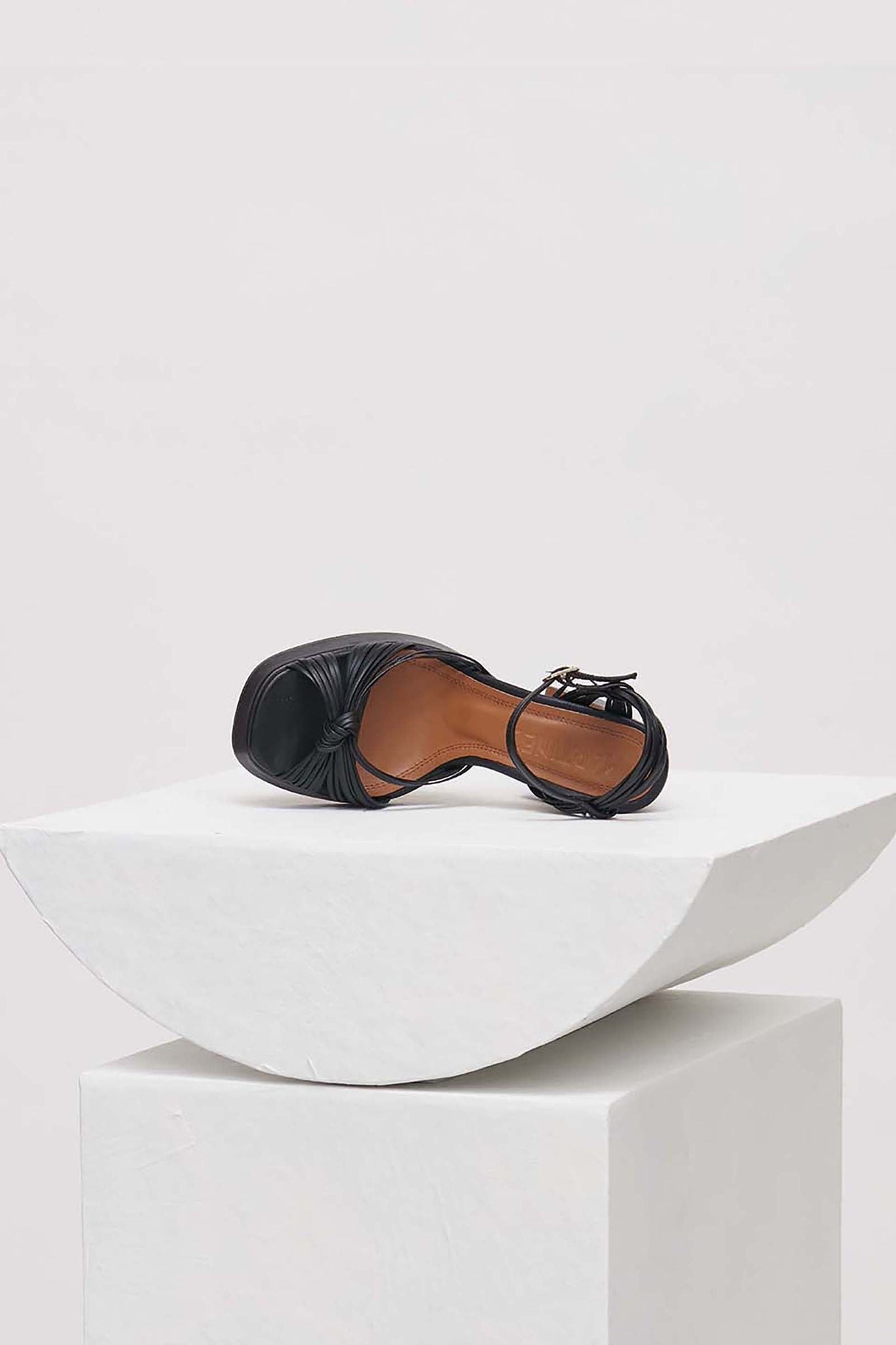 Souliers Martinez Shoes SPRINGS - Black Leather Platform Sandals 