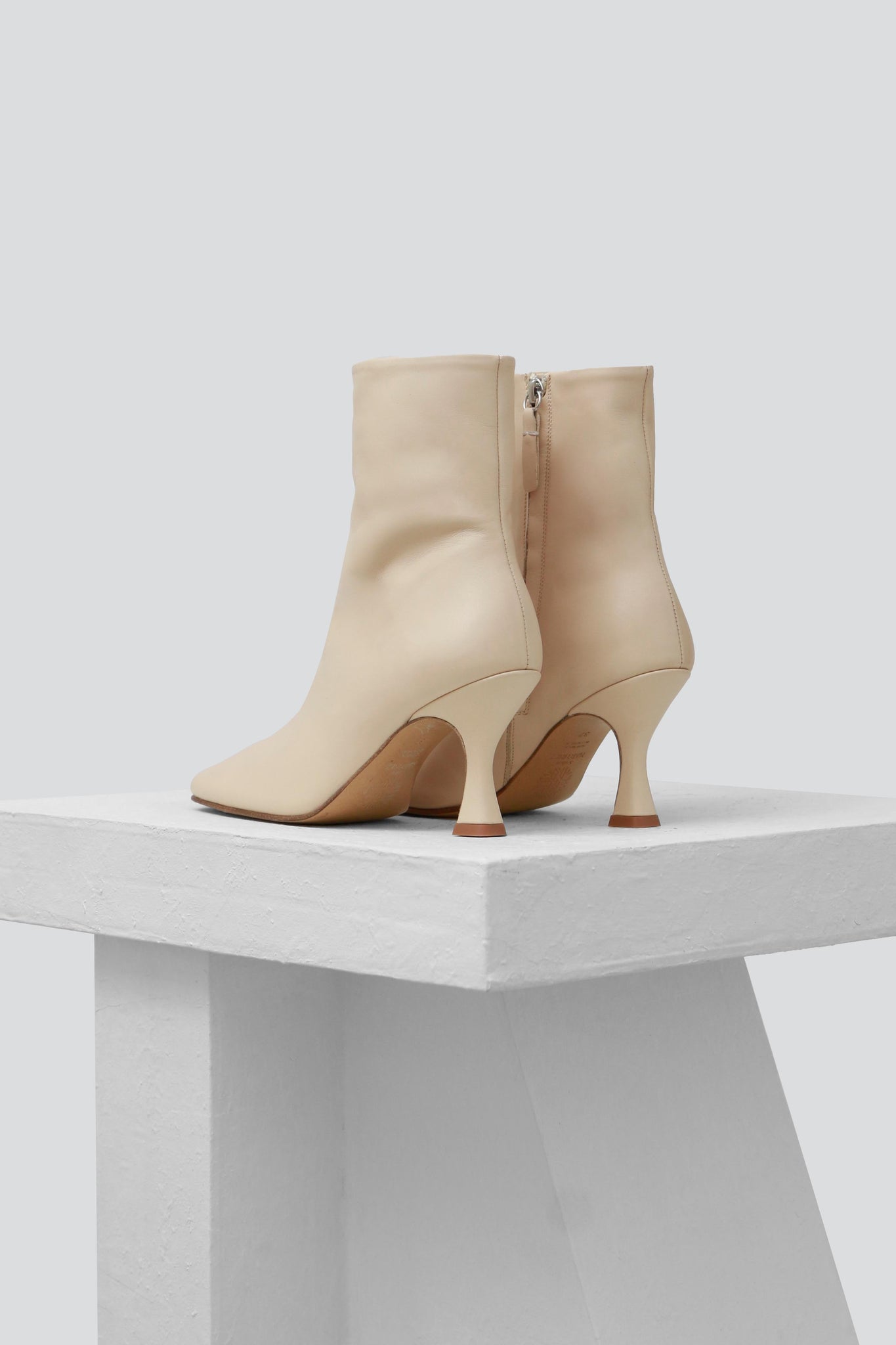 TATIANA - Beige Leather Ankle Boots