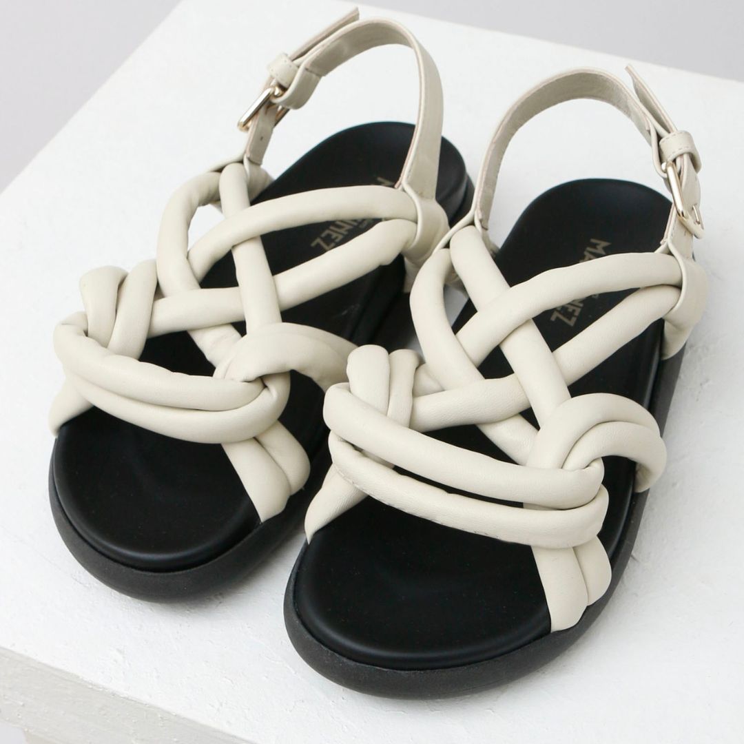 TELVA - White Tubular Leather Sandals